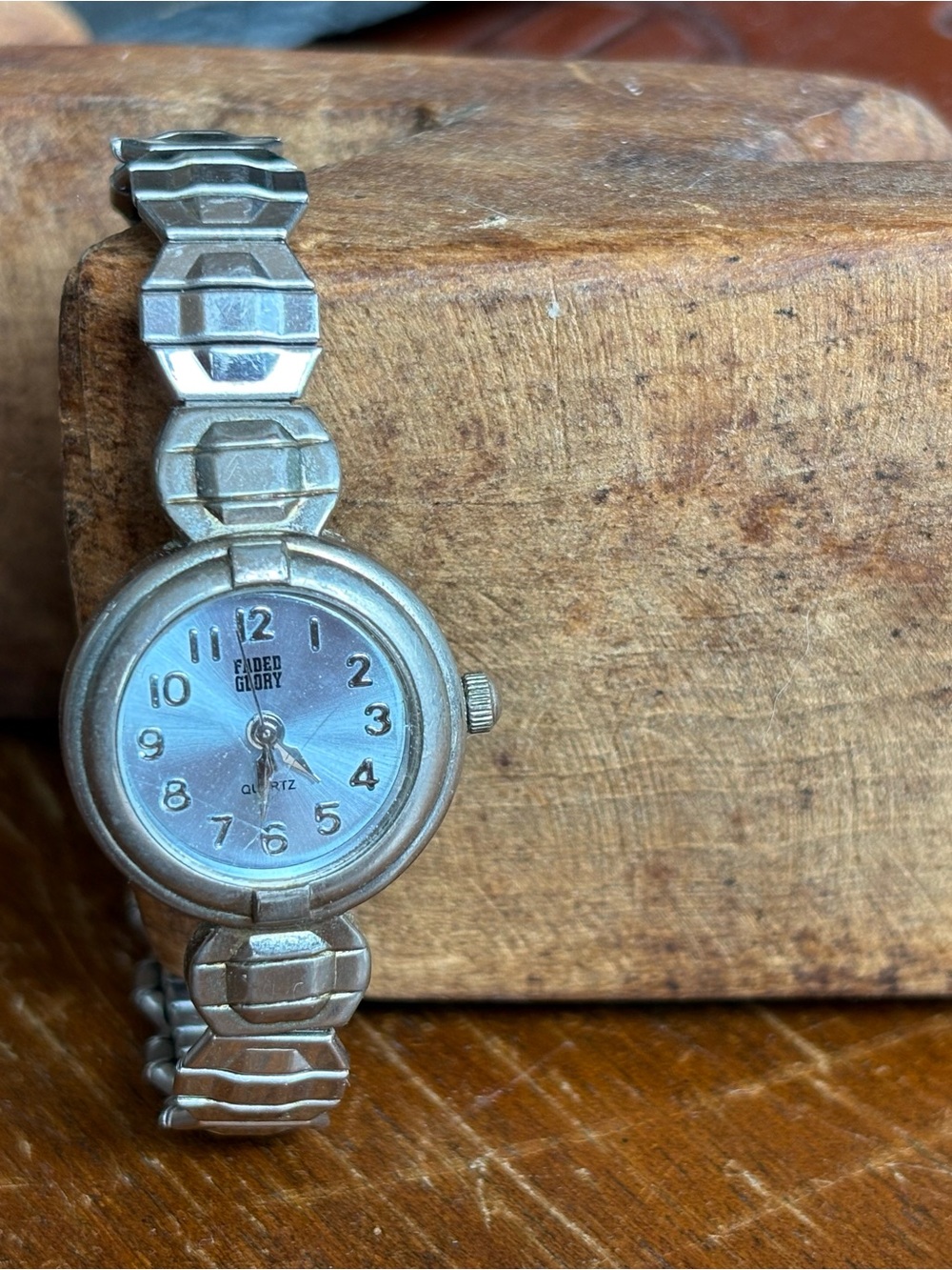 Faded Glory Silver-Tone Ladies Quartz Watch with Light Blue Dial